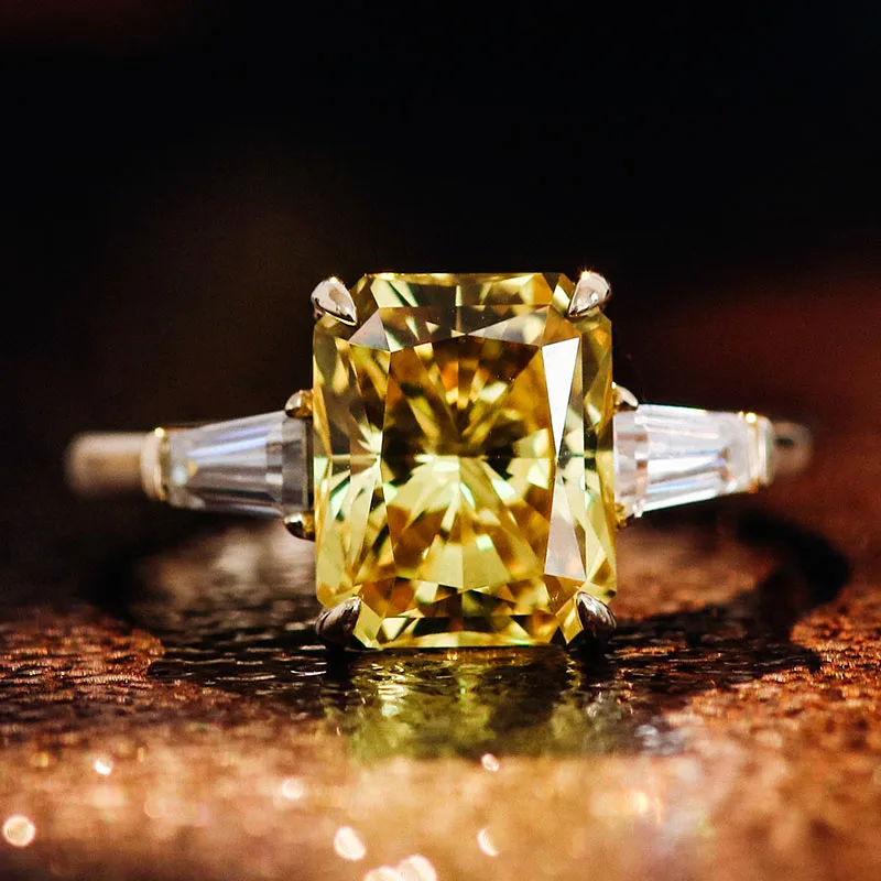 Yellow Moissanite Engagement Yellow Canary Diamond Ring Celebrity