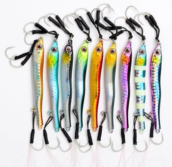 30g 40g 60g 80g Offshore Jigging Lures Bass Luminous Fishing Low Metal Jigs with Assistant Hooks Japan Quality Jig Metal – Metal Jig – view 3