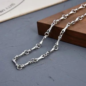 Custom Design Jewelry Retro Vintage Skull Cross Bone Chain Hip Hop Style Mens 925 Sterling Silver Necklace for Men