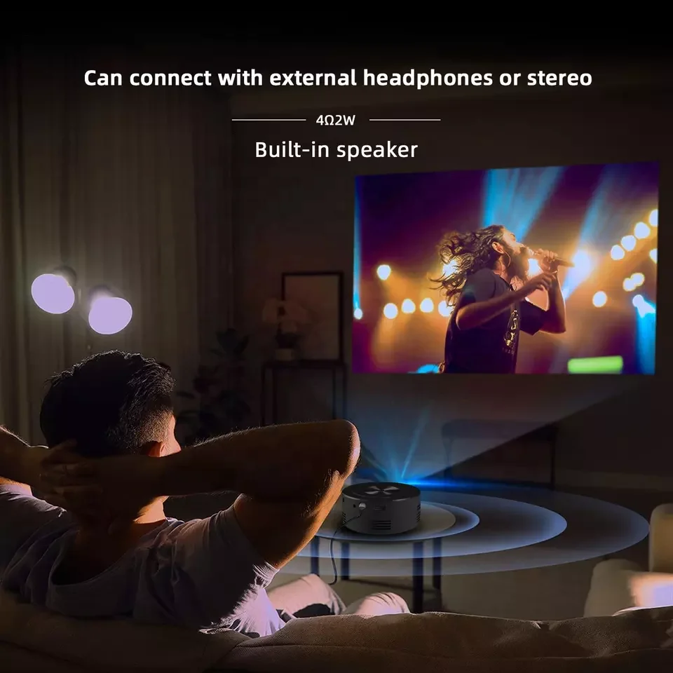 YT200 Mini Mobile Projector Home Use Palm Size Remote Projector Android System Wire Screen Mirroring Portable Projector