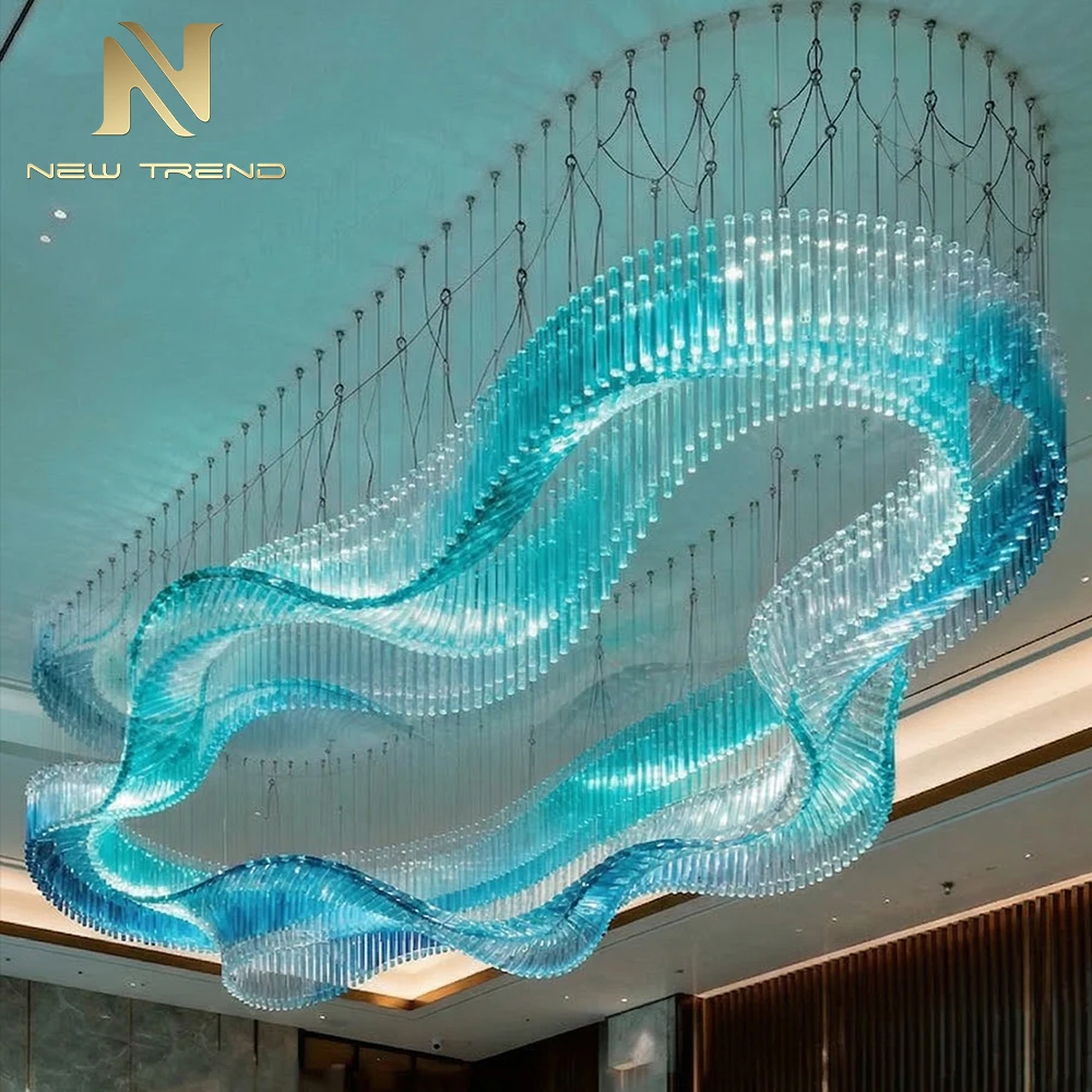 CPL-468 Grand Oversized Glass Chandelier Custom Bespoke LED Lighting for High Ceiling Hotel Lobby Atrium
