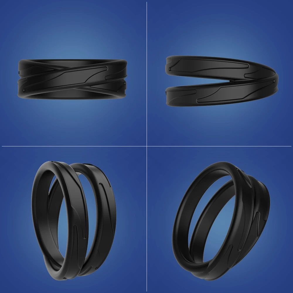DELITE VIBES Lock Ring Dick Penis Cock Two Three Rings Liquid Silicone Elastic Delay Ejaculation Longer Time Sex Multi Ways Wear
