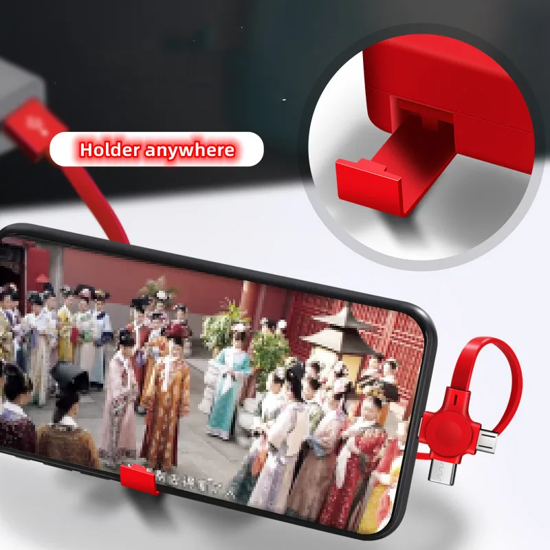 3 In1 Usb Charging Cable Box With Phone Stand Retracted Usb 3 In 1 Usb