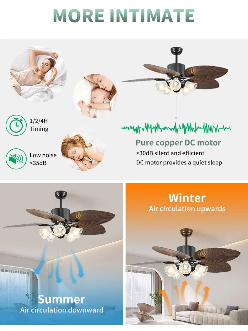 product factory direct 6 speed high cfm quiet dc motor modern ceiling fan with lights remote control bedroom living room ceiling fan494-7