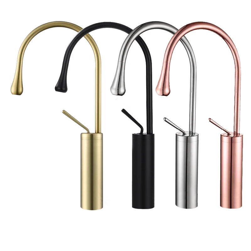 Modern Rose Gold Single Hole Single Handle  Ceramic Valve Core Unlacquered Brass Basin Faucet Lavatory Hot and Cold Mixer Taps