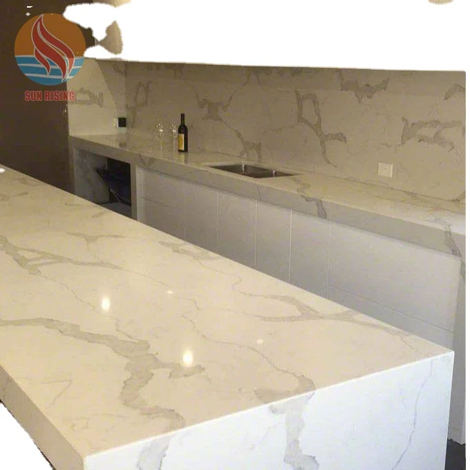 Calacatta White Quartz Countertop with Grey Veins