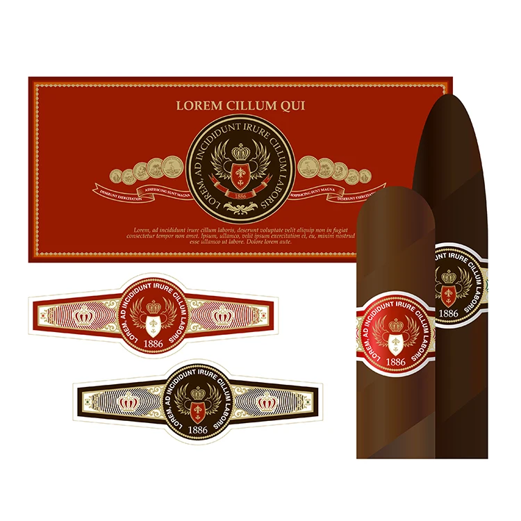 Custom Cigar Label Embossed Gold Cigar Bands Paper Cigar Label Printing