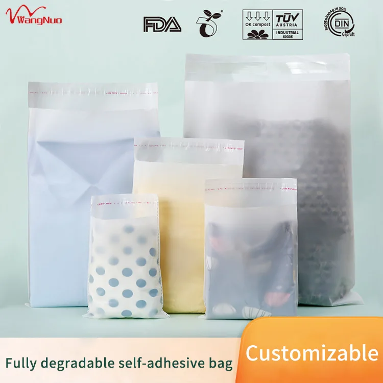 Custom Compostable Garment Polybag PBAT PLA Corn Starch Plastic Bag for Clothes Packaging