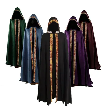 ecowalson Women Men Vintage Medieval Gothic Hooded Cloak Coat Halloween Vampire Devil Wizard Cape Viking Robe Gown Party