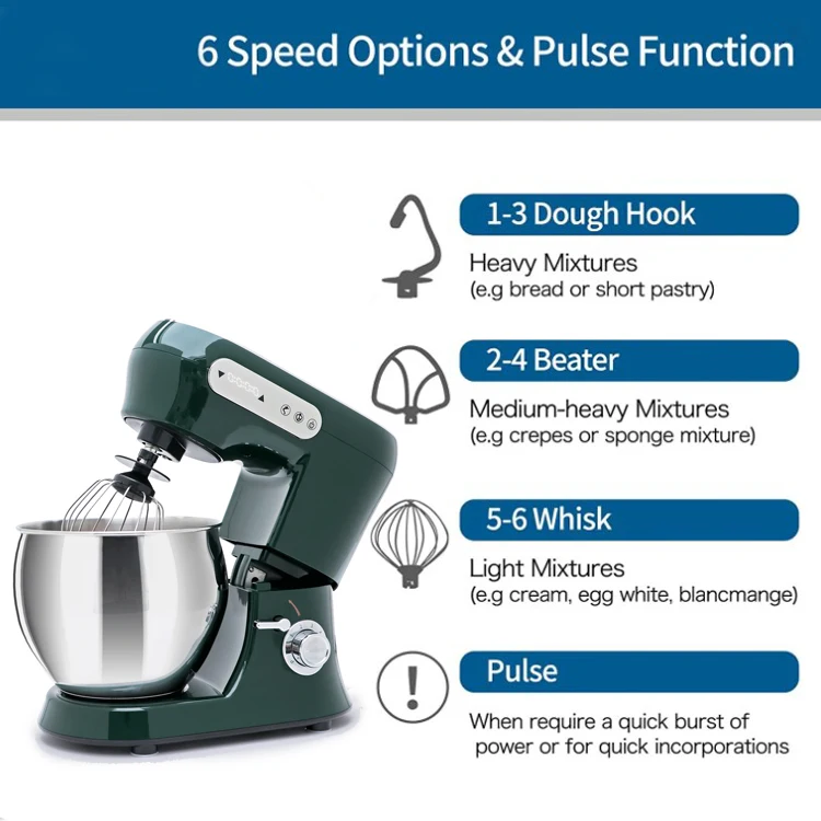 2022 Cheftronic New Design 1200w 5l 6 Speed Timer Pizza Dough Stand