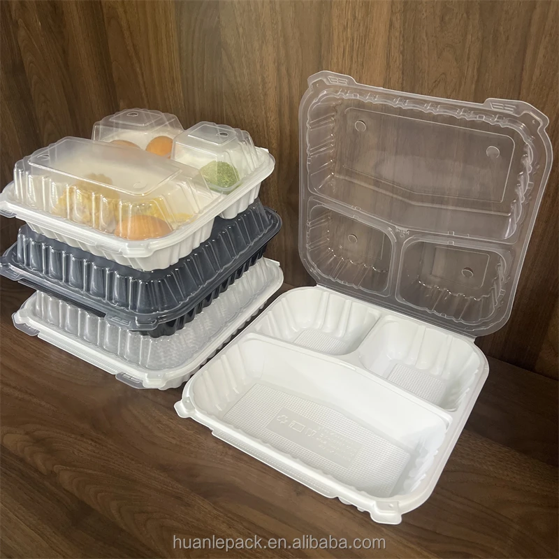 Big Size to Go Containers 10"x10" Clamshell Take Out Food Container With Hinged Lid Disposable Togo Plates Box