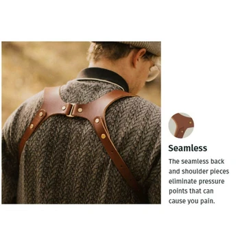 High Quality Quick Release Anti-Slip Dual Shoulder Leather Harness Camera Strap With Metal Hook for SLR / DSLR Cameras detail image