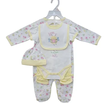 High quality wholesale baby items sleep suit short sleeve babyrompers baby clothing gift 5 in 1 set