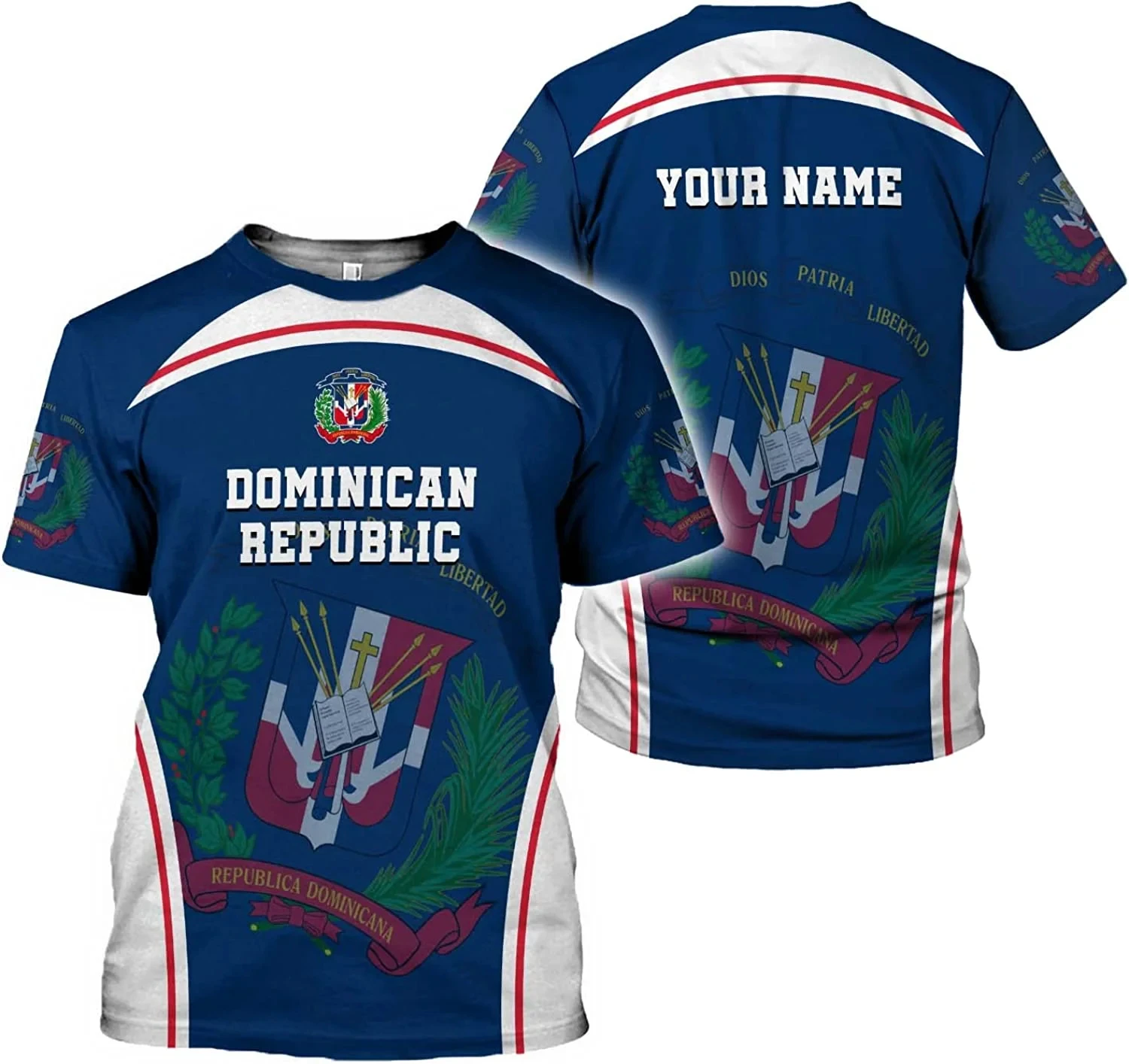 Camiseta De Manga Corta Con Cuello En V Y Bandera Dominicana Para Mujer, Camiseta De Verano 2XL