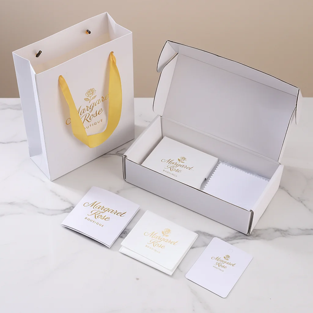 Wholesale Minimalist Slide Out Jewelry Box for Necklace | Personalized Branding Paper Box with Insert Pad for Boutique Shops