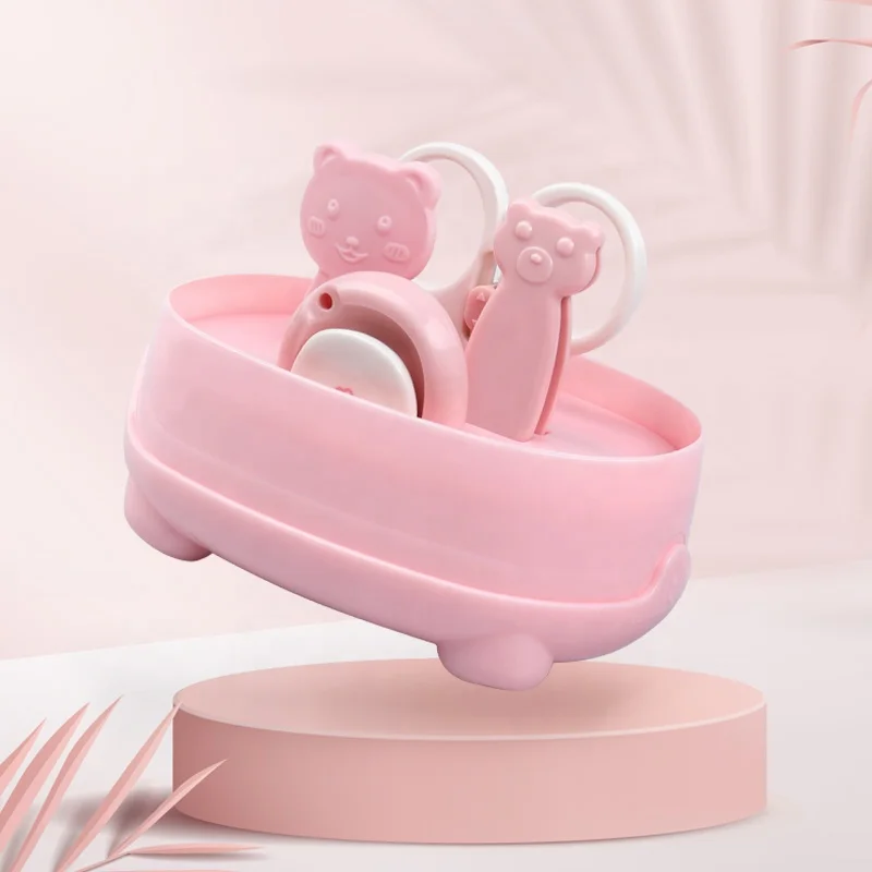 Лидер продаж, для маленькой девочки, 4 в 1, милое розовое машинки для стрижки ногтей по уходу за ребенком для Стрижки животных комплект для малышей безопасные ножницы маникюрный набор