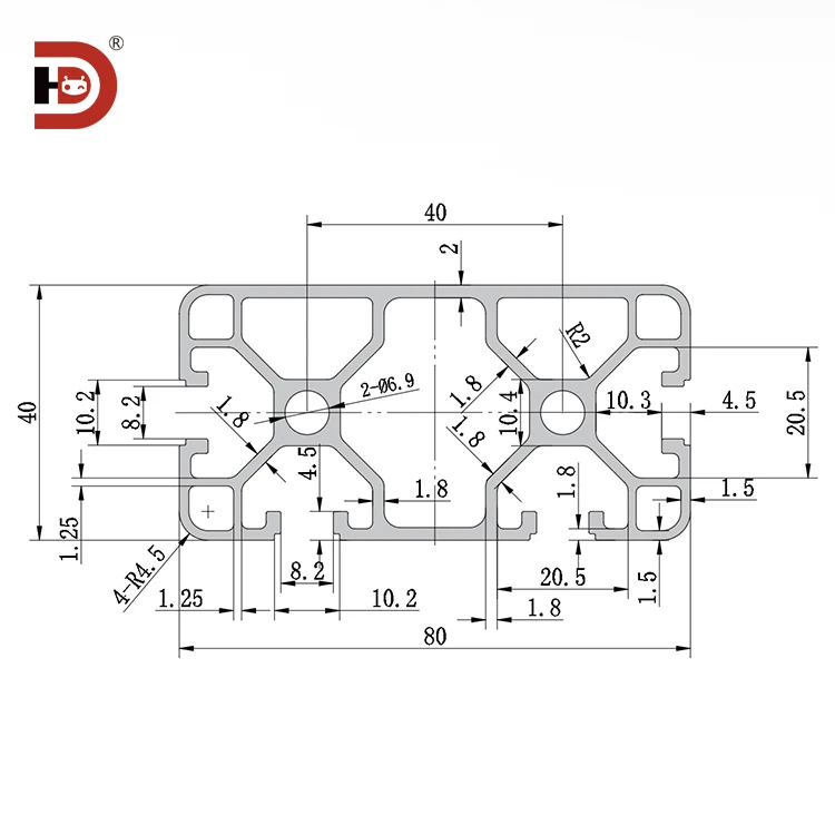 product 4080 industrial extruded aluminum profile one side sealing groove 4080 single sided sealing groove opposite sealing groove-3