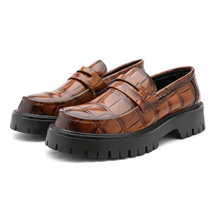 Thick Sole Height Increasing Formal Business Durable Steel Round Toe Men Dress Shoese Thick-soled Heightened Leather Shoes