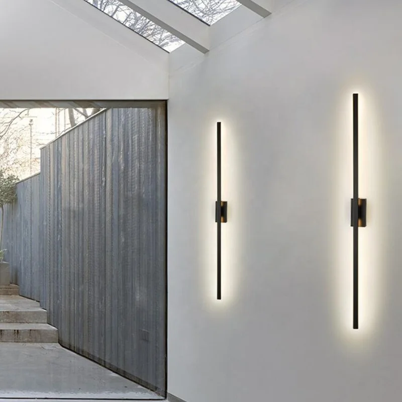 Modern Simple Linear Tube LED Wall Lamp up Down Background Opposite Wall Light LED Bedside Foyer Corridor Black Gold LED Sconce