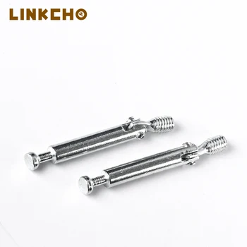 Wood Furniture Cam Lock Screws  Dowel Connector Types 2 in 1 Plastic Pre Inserted Nut Dowel Metal Fastener Bolts for Cabinet