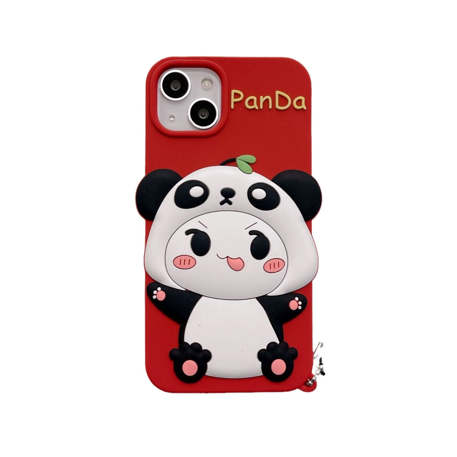 For Apple iPhone Silicone Protective Case Full Pack Phone Case, Red Panda Cute, Cartoon, Three-Dimensional, Embossed, Funny