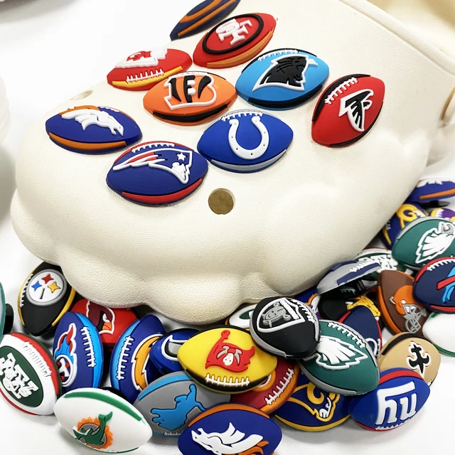 Fashionable Sports Clogs Charm Nfl Football Clogs Boys' Rugby Team Shoes Clogs Children's Birthday Gift Shoes Accessories