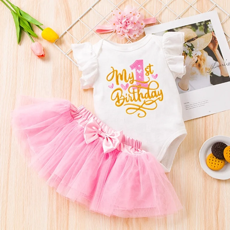 half birthday dress for baby girl Half Birthday Outfit - Gold Glitter and Coral Pink Pettiskirt main image 0