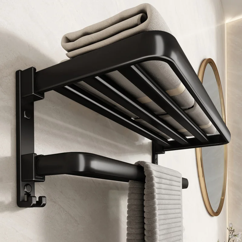 Amazon Hot Selling 2023 Aluminium Black Bathroom Storage Accessories