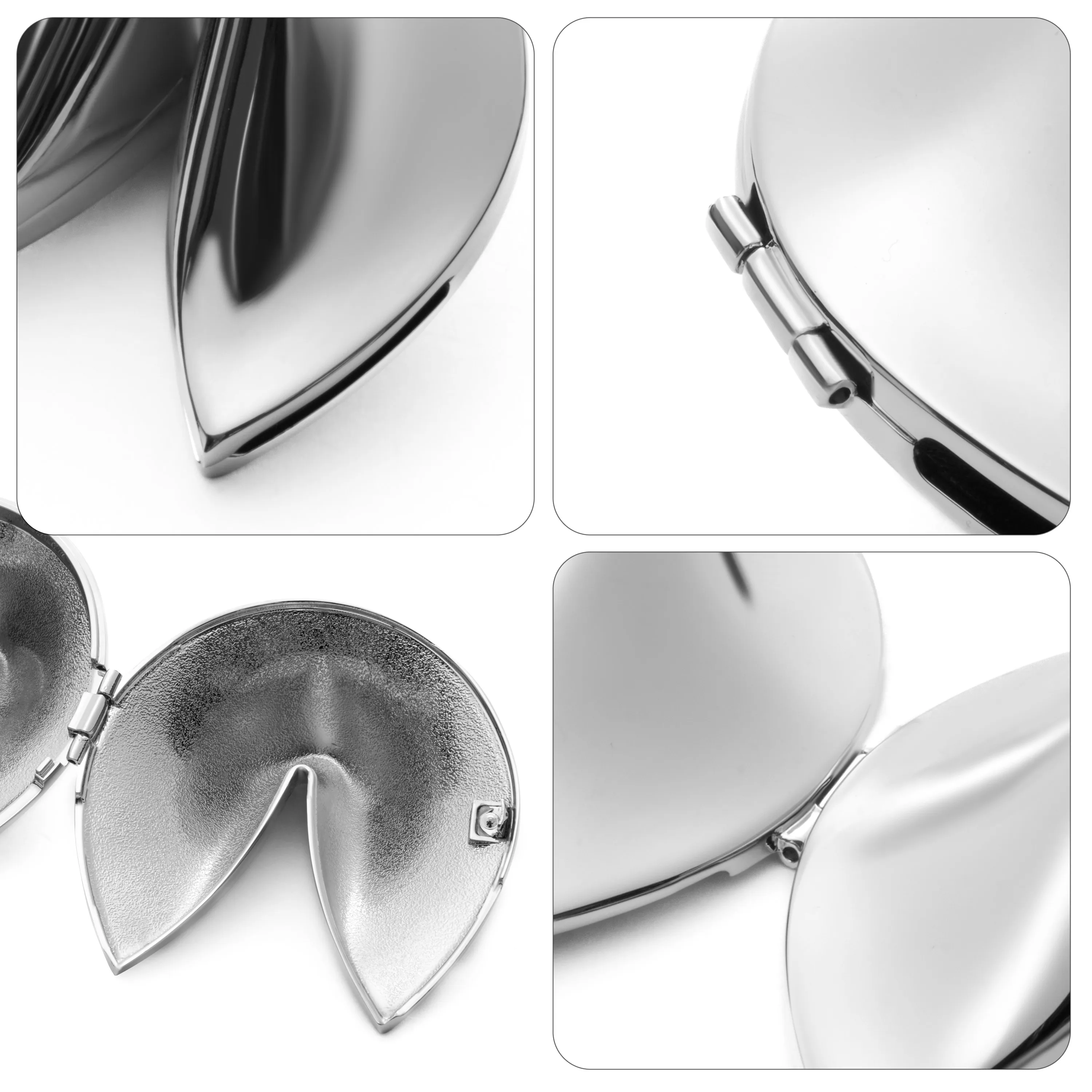 Fast Delivery Silver Good Luck Trinket Box Metal Fortune Cookie Box With Message Slip Inside for Gifts and Home Decor