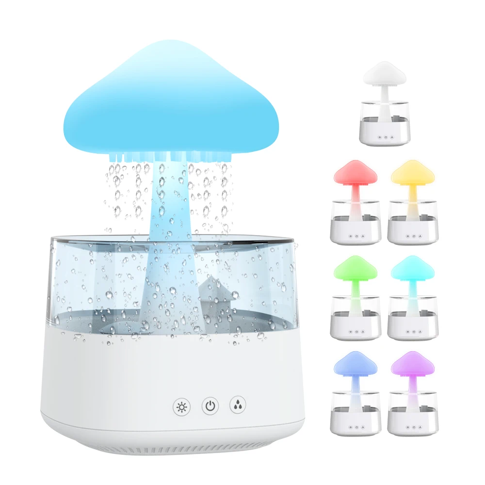 Hot Sell Mushroom Shape Humidifier Rain Fall Fogger Lamp Stem Relax ...