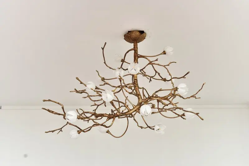 Meerosee Copper Lighting Fixture Hanging Branch Shape Suspended Lighting Modern chandeliers MD87014