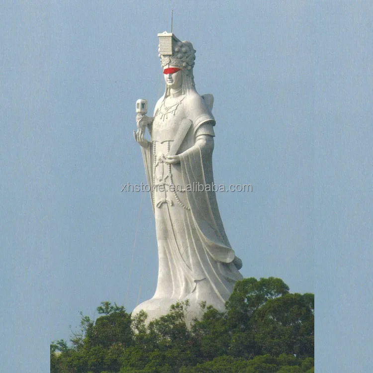 手彫り中国福建省屋外女性馬Zu女神像天然石大立っている台湾Mazu仏彫刻