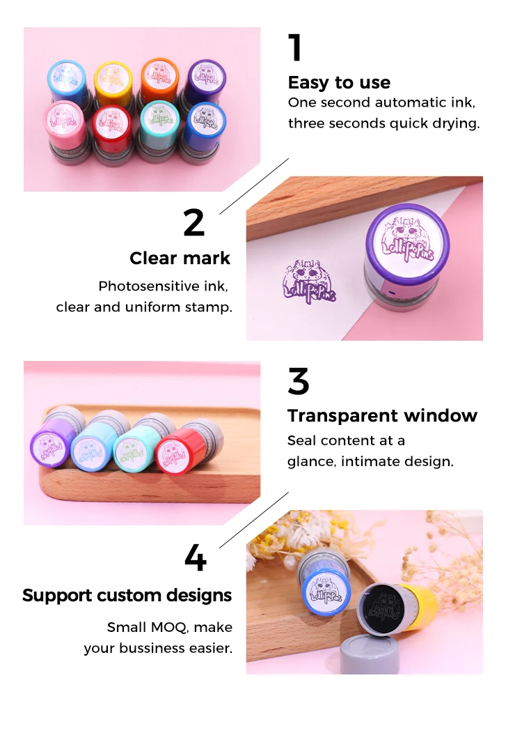 Custom Self-inking Stamps Logo Colorful Office Seal Stationery Cartoon ...