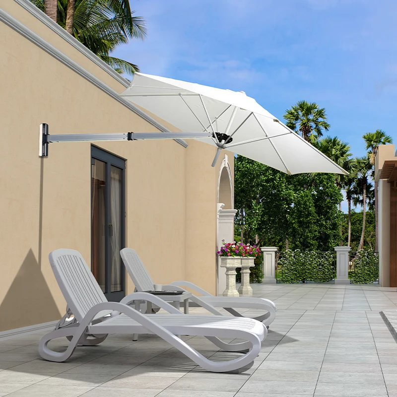 Umbrella with Led Light Extended Wall Mounted Parasol New Sun Shape Design for Patio Retractable Wall-mounted Umbrella