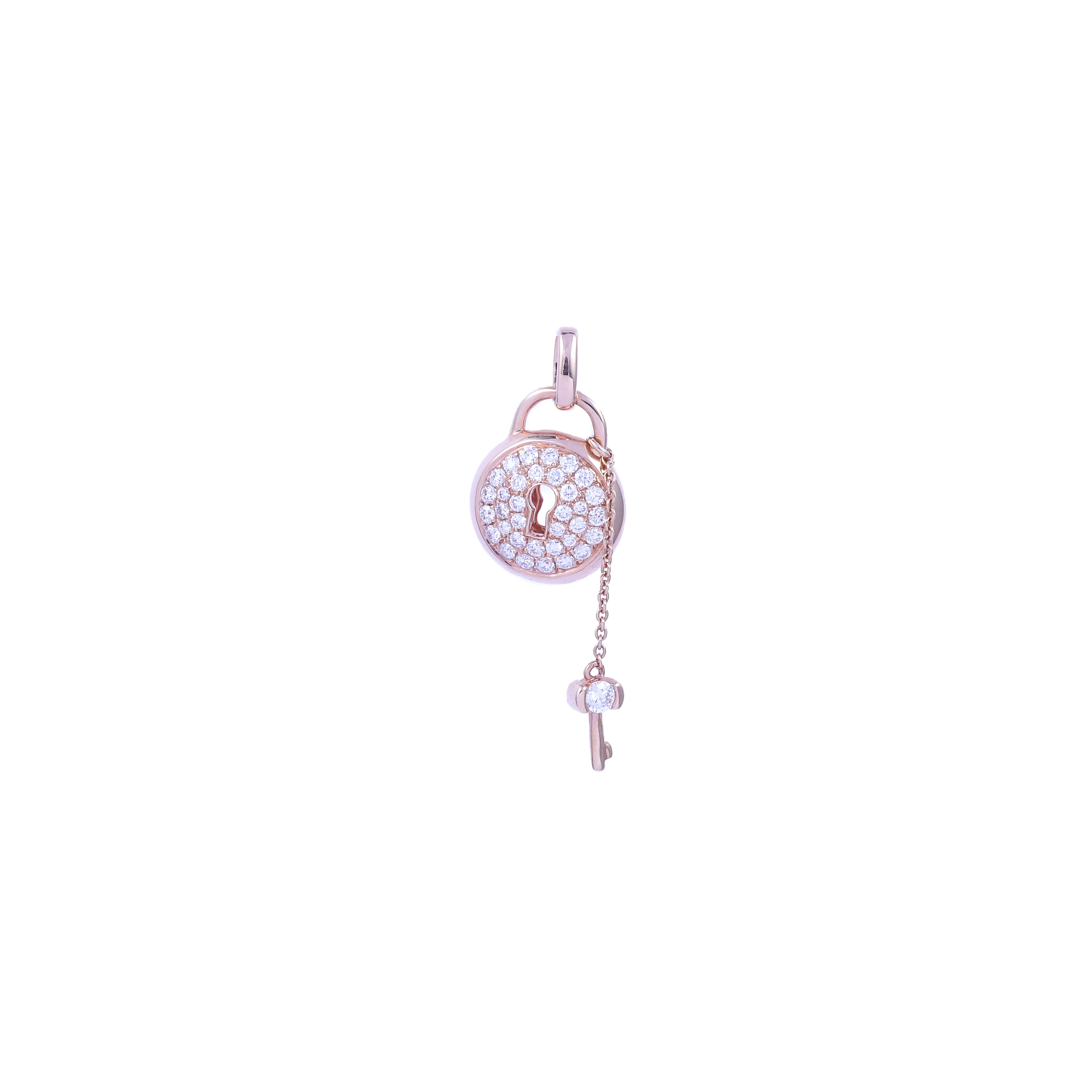 Diamond Lock & Key Pendant Rose Gold