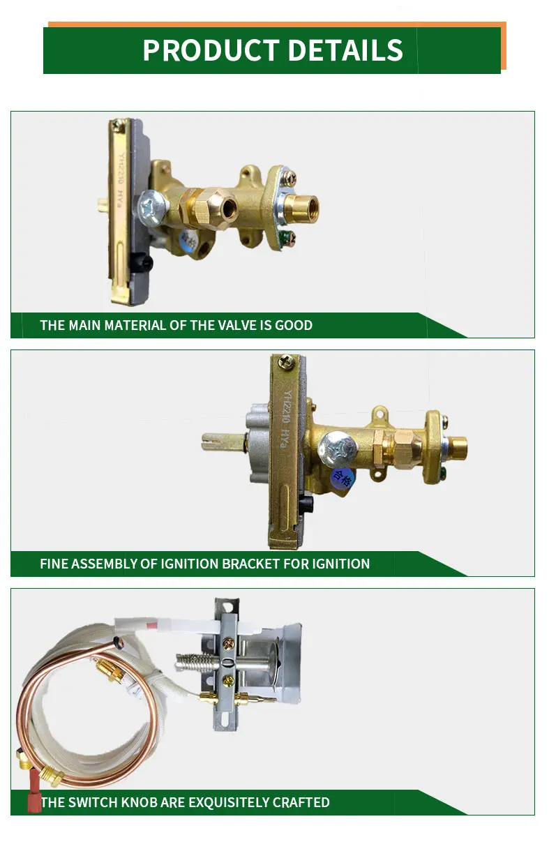 Brass 1/4'' Interface Brass Stove Valve With Brightflame Bracket For Commercial Gas Stove Or