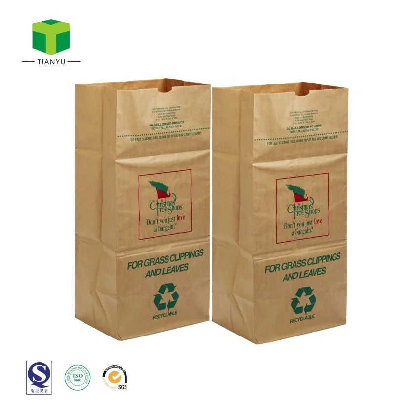 Biodegradable Garbage Yard Garden Waste Trash Brown Paper Bags Paper Trash  Bag Sac Kraft jardin Biodegradable