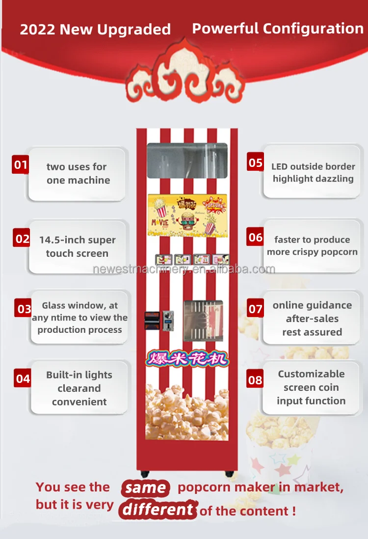Beautiful Coin Operated Popcorn Vending Machine 2 Flavors Automatic