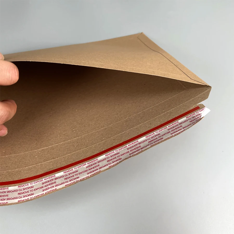 Customized Rigid File Big Brown Kraft Paper Cardboard Shipping Envelope with Self Adhesive