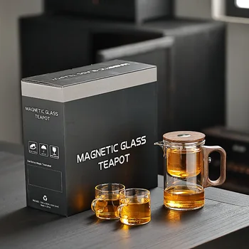 Elegant Classic-Style Tea Infuser Cup Home Use Tea-Water Separation Set with Magnetic Tea Brewer Glass Filter