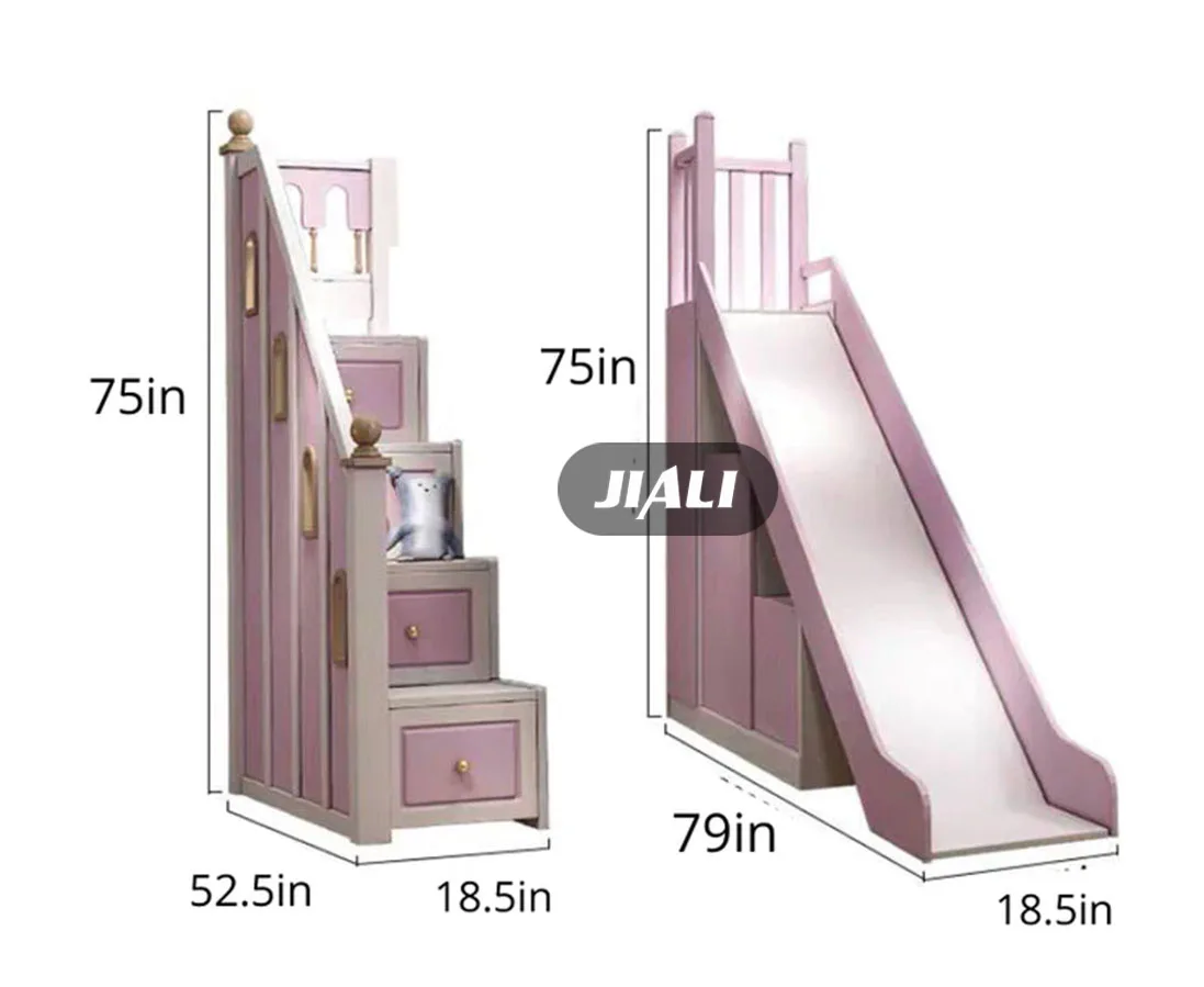 Pink Wooden Castle Princess Bunk Bed Kids Princess Children Bed For