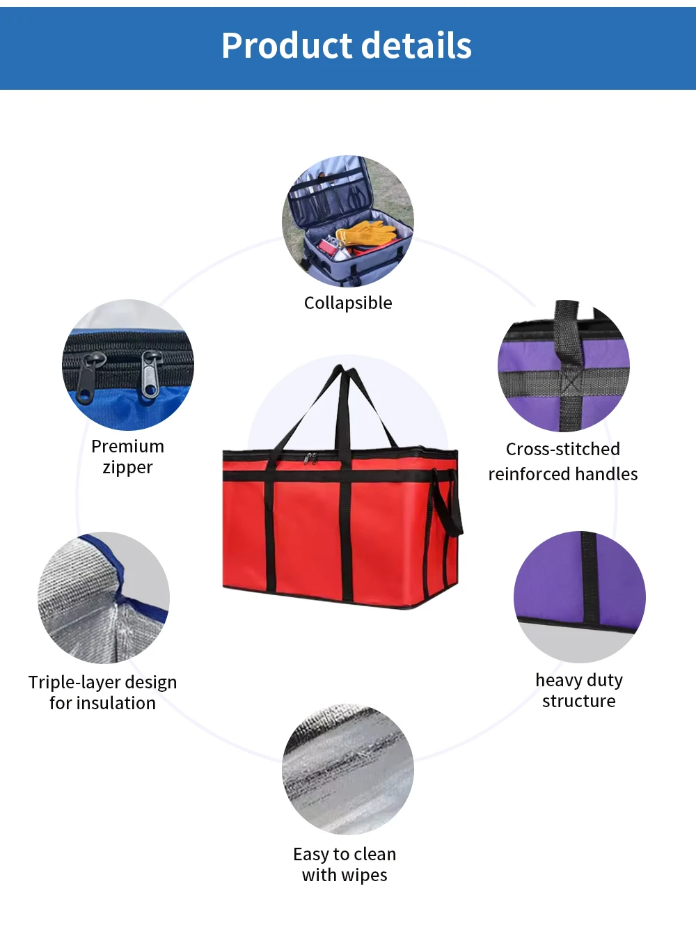 Reusable Working Lunch Hiking Tote Bag Letter Patter Waterproof Insulated Aluminum Foil Square Cooler Bag for Outdoor Picnic