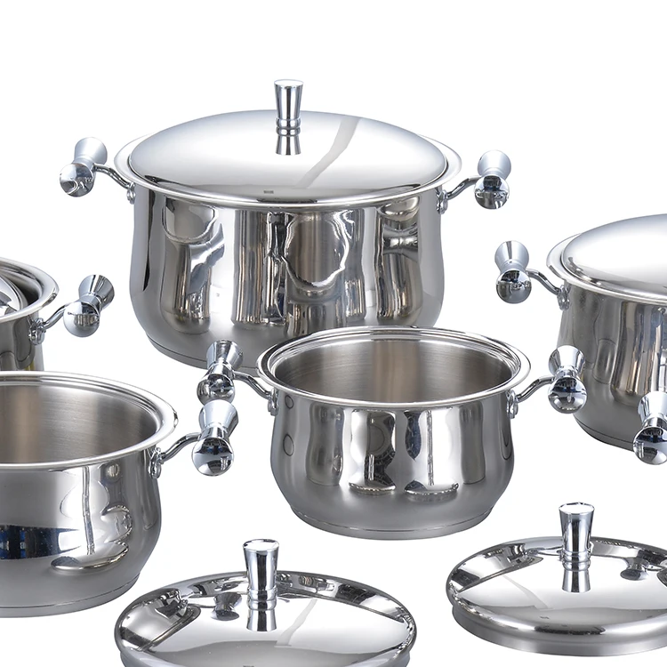 Moden Style 12 Pcs Pots And Pans Sets Stainless Steel Cookware Set With Glass Lid supplier