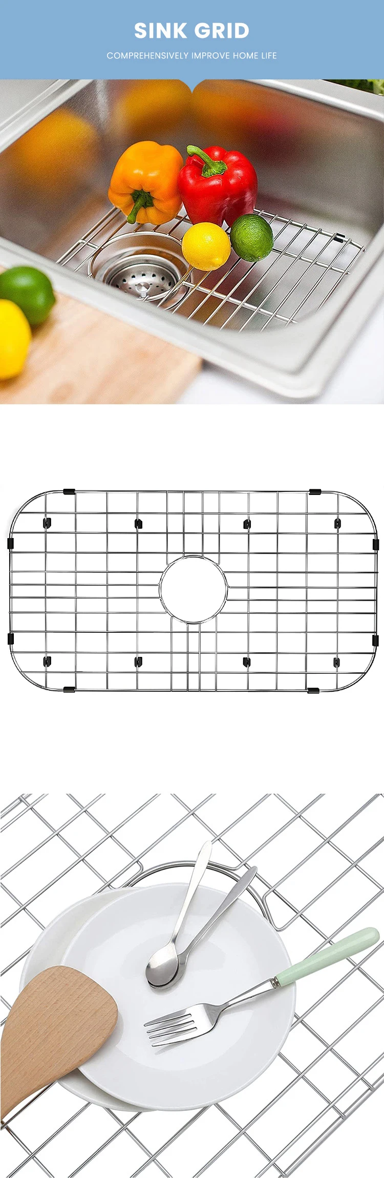 Stainless Steel Dish Drainer Wire Sink Bottom Grid Rack Buy Sinks