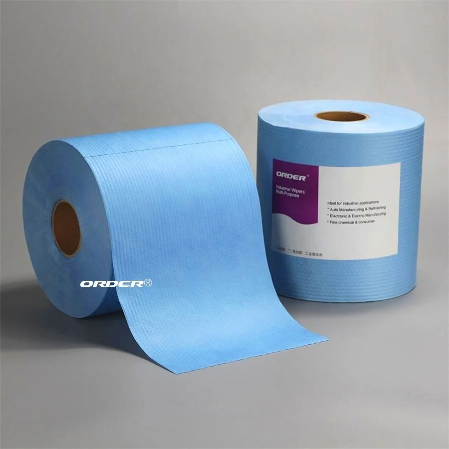 Low cost for daily use Creped cellulose pet laminated spunlace nonwoven material jumbo roll cleaning wipes