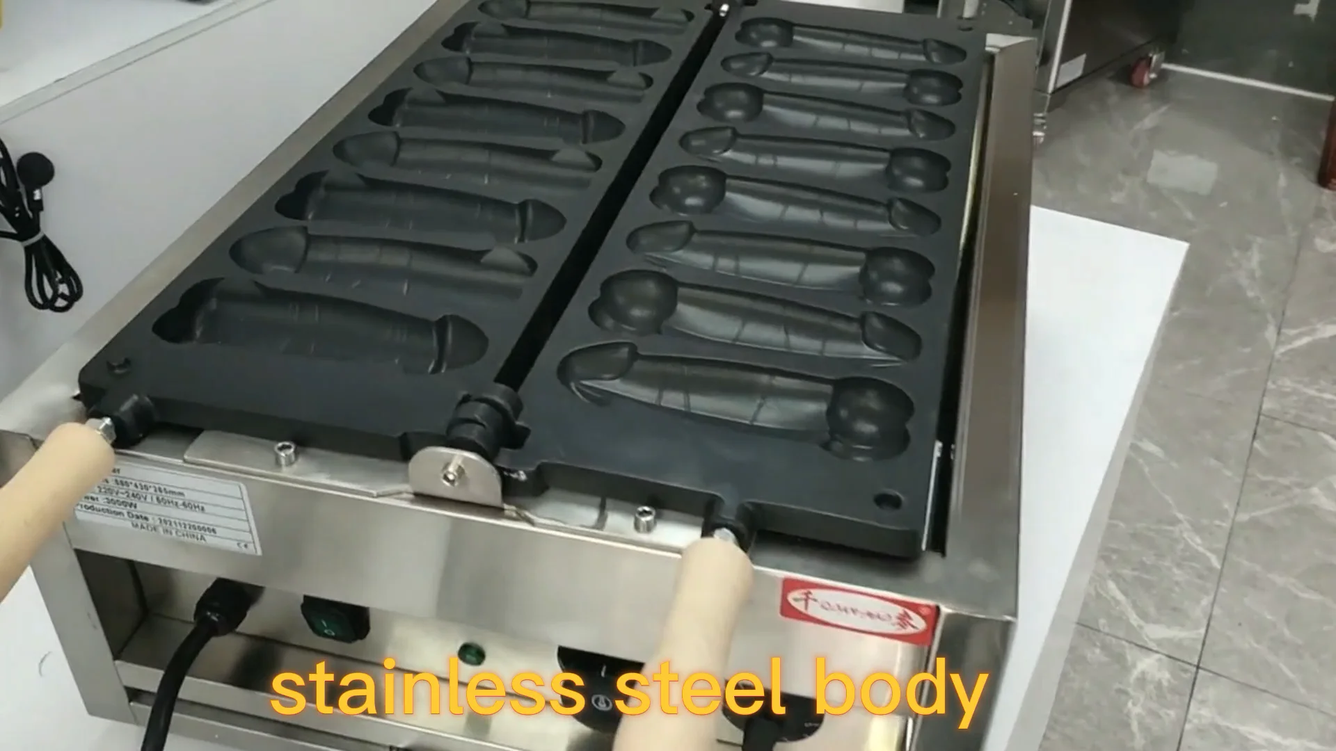 商用ノンスティックディックワッフルベイカー8個台湾ペニス形状電気