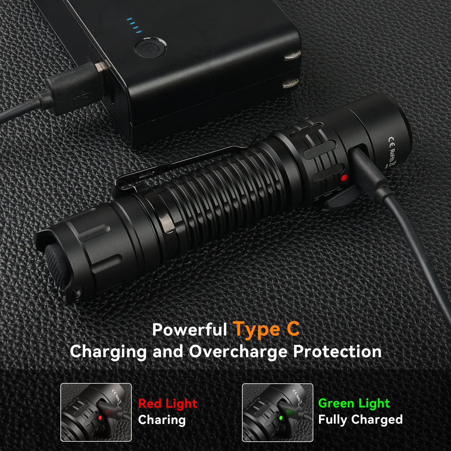 TD02  Powerful 2000LM 254M IP68 Waterproof Tactical Torch Tail Switch 18650 EDC Flashlight