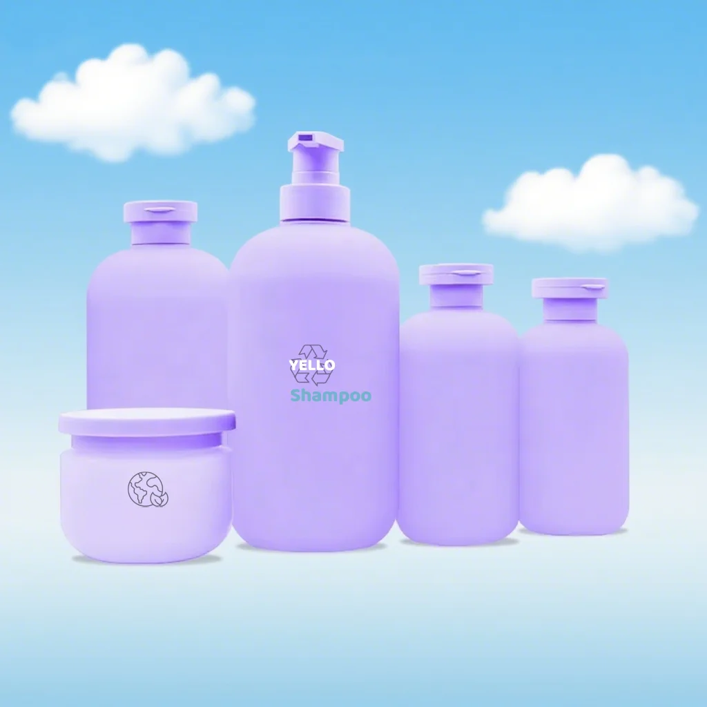 Green Purple HDPE Soft Plastic Lotion Bottle Frosted Squeeze Shampoo Bottles and Cream Jar Set 200ml 300ml 500ml 800ml 250g