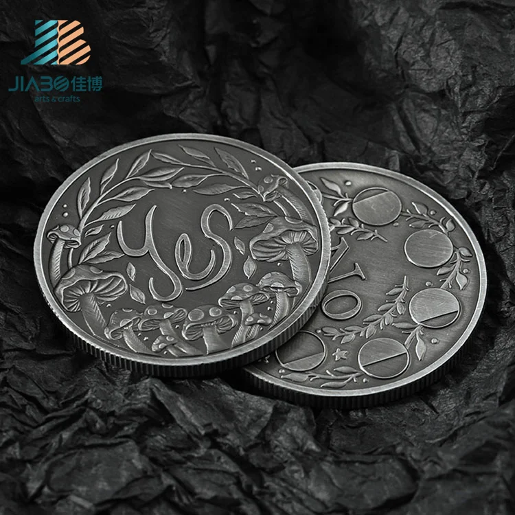 Jiabo Cheap Custom Made Yes No Metal Antique Old Silver 3d Dice Game Coin