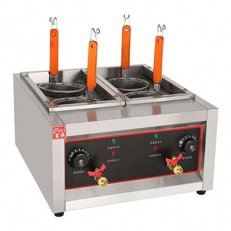 Popular Kitchen Appliances Commercial Heating Noodle Machines Six Heads Electric Noodle Cooker Hot Pot Fryer
